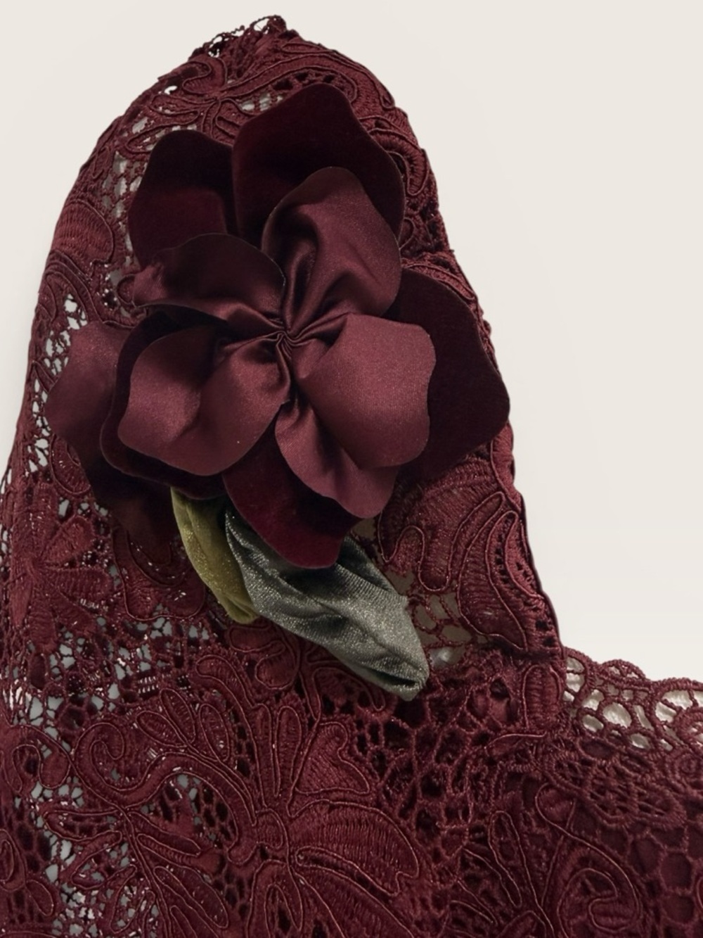 Muse by Marchesa Cypress Corded Lace Floral Applique Sweetheart Dress NWT Garnet - Picture 5 of 15